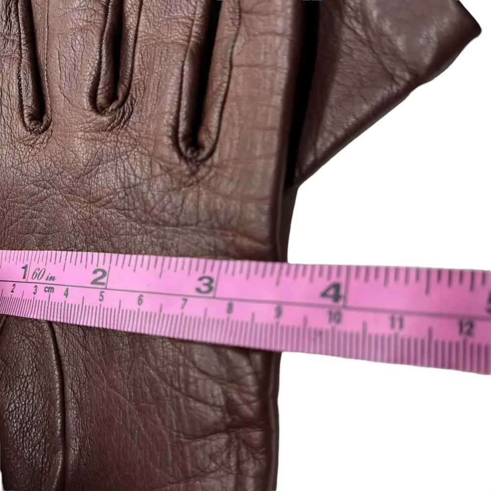 Shalimar Vanity Gloves Brown Leather Italian Made Gloves Women Vintage Size 7